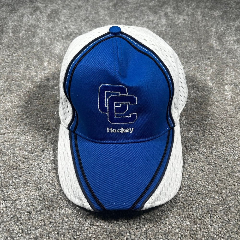 Champion CC Hockey Hat Blue White Mesh Adjustable Strapback Cross Logo Cap